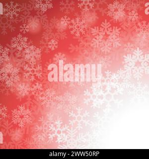 Falling Snowflakes on Red background, illustrazione vettoriale Illustrazione Vettoriale