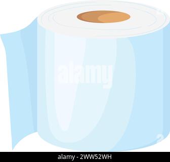 Pulire il rotolo di carta assorbente. Carta igienica cartoni animati isolata su sfondo bianco Illustrazione Vettoriale