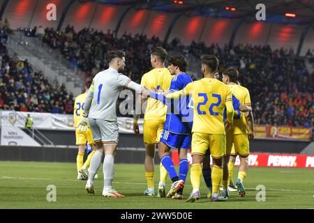 Partita di calcio tra Romania U20 e Italia U20 contando per Elite League U20 21.03.2024 , Stadio„Eugen Popescu , Târgoviște, Romania , Cristi Stavri Foto Stock