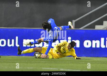 Partita di calcio tra Romania U20 e Italia U20 contando per Elite League U20 21.03.2024 , Stadio„Eugen Popescu , Târgoviște, Romania , Cristi Stavri Foto Stock