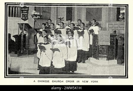 Fotografia d'epoca del coro cinese, della missione cinese della chiesa di San Bartolomeo, New York, 1902 Foto Stock