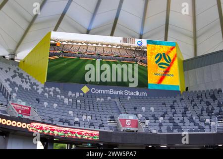 Sydney, Australia. 21 marzo 2024. Una visione generale del Western Sydney Stadium prima della partita di qualificazione della Coppa del mondo FIFA 2026 tra Australia e Libano al Western Sydney Stadium il 21 marzo 2024 a Sydney, Australia Credit: IOIO IMAGES/Alamy Live News Foto Stock