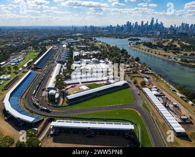 Melbourne, Australia. 16 marzo 2024. Melbourne, Australia, sabato 16 marzo: Il circuito di Albert Park Street si prepara durante il Gran Premio d'Australia di Formula 1 2024. Foto, foto e copyright © PETERSON Mark ATP Images (PETERSON Mark/ATP/SPP) credito: SPP Sport Press Photo. /Alamy Live News Foto Stock