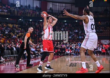 Pireo, Lombardia, Grecia. 21 marzo 2024. 5 i GIANNOULIS LARENTZAKIS dell'Olympiacos Pireo giocano durante l'Eurolega, turno 31, partita tra Olympiacos Pireo e LDLC ASVEL Villeurbanne al Peace & Friendship Stadium il 21 marzo 2024, a Pireo, Grecia. (Immagine di credito: © Stefanos Kyriazis/ZUMA Press Wire) SOLO PER USO EDITORIALE! Non per USO commerciale! Foto Stock