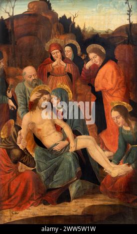 MILANO, ITALIA - 4 MARZO 2024: Il dipinto di Depostiont (Pietà) nella chiesa di San Bernardino alle ossa di un artista sconosciuto del 16. centesimi. Foto Stock