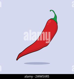 Illustrazione Red Hot Chili Vector icona Red Chili Vegetable ingrediente vettore peperoncino rosso. cucinare gli ingredienti Illustrazione Vettoriale