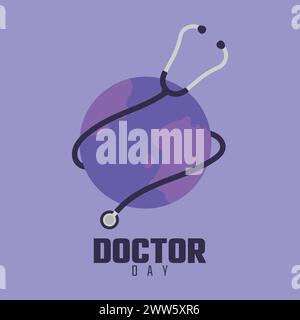 Happy Doctor's Day Vector Illustration Doctor Healthcare Icon illustrazione stetoscopio Illustrazione Vettoriale