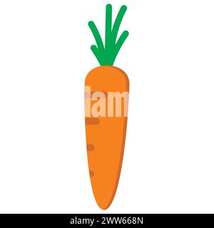 Icona carota isolata su sfondo bianco. Carota di Pasqua Fresh Vector. Verdure, autunno, Pasqua. Cartone animato. Illustrazione Vettoriale