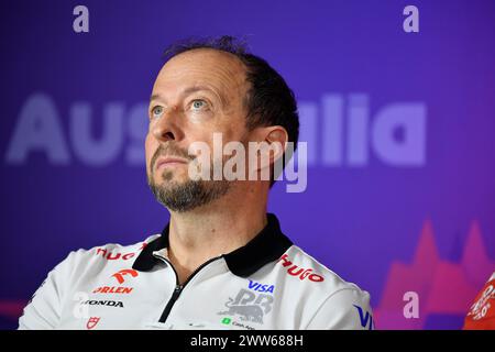 MELBOURNE, AUSTRALIA, 22 marzo 2024. Peter Bayer CEO, Visa Cash App RB F1 Team durante la conferenza stampa post prove libere del venerdì al terzo round del Rolex Australian Grand Prix 2024 di Formula 1 FIA dal 22 al 24 marzo presso l'Albert Park Street Circuit di Melbourne, Australia. Crediti: Karl Phillipson/Alamy Live News Foto Stock