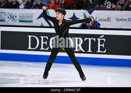 Montreal, Canada. 21 marzo 2024. MONTREAL, CANADA - 21 MARZO 2024: Hyungyeom Kim (KOR) durante i Campionati mondiali di pattinaggio di figura ISU al Bell Centre On di Montreal, Canada. (Foto di David Kirouac/Orange Pictures) credito: Orange Pics BV/Alamy Live News Foto Stock