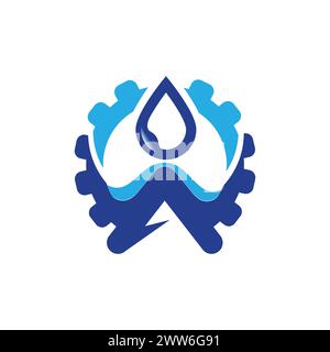 Vettore design modello logo olio ingranaggi. Modello del logo del vettore dell'olio. Questo progetto utilizza il simbolo della dentatura. Adatto per applicazioni industriali. Illustrazione Vettoriale