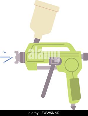 Attrezzo spray per verniciatura. Pistola per verniciatura a colori isolata su sfondo bianco Illustrazione Vettoriale