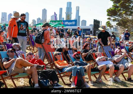 Tifosi durante la Formula 1 Rolex Australian Grand Prix 2024, 3° round del Campionato del mondo di Formula 1 2024 dal 22 al 24 marzo 2024 sull'Albert Park Circuit, a Melbourne, Australia Foto Stock