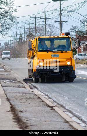 Street Sweeper Truck, Toronto, Canada. Foto Stock