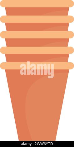 Pila di tazze da asporto. Icona del contenitore del caffè isolata su sfondo bianco Illustrazione Vettoriale