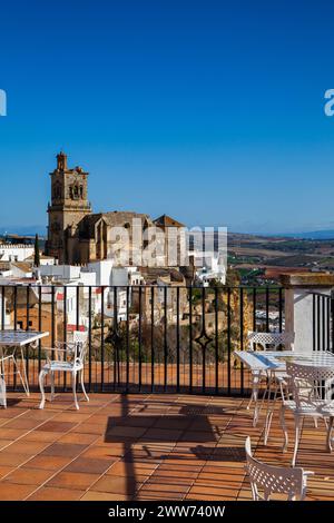 Sulla terrazza dell'Hotel Parador de Arcos de la Frontera, Spagna. Foto Stock