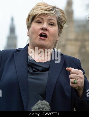 Londra, Regno Unito, 22 marzo 2024. Il procuratore generale ombra Emily Thornberry è stato intervistato a Westminster durante il round mediatico mattutino. Crediti: Thomas Krych/Alamy Live News Foto Stock