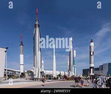 CAPE CANAVERAL, FLORIDA - 14 MARZO 2024. ROCKET GARDEN. Centro spaziale Kennedy della NASA CAPE CANAVERAL, FLORIDA, Stati Uniti Foto Stock