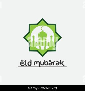 eid mubarak icona logo islamico e ramdhan religione illustrazione logo design vettoriale Illustrazione Vettoriale