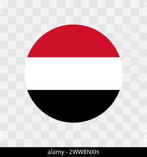 Bandiera Yemen - bandiera vettoriale circolare isolata su sfondo trasparente a scacchiera Illustrazione Vettoriale