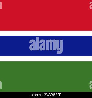 Bandiera Gambia - quadrato vettoriale piatto pieno con angoli vivi. Illustrazione Vettoriale