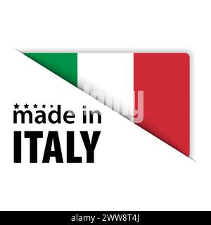 Grafica ed etichetta Made in Italy. Elemento di impatto per l'uso che si desidera fare di esso. Illustrazione Vettoriale