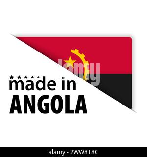 Realizzato in Angola grafica ed etichetta. Elemento di impatto per l'uso che si desidera fare di esso. Illustrazione Vettoriale