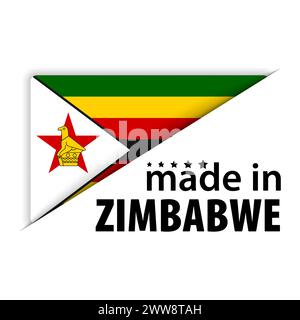 Prodotto in Zimbabwe grafico ed etichetta. Elemento di impatto per l'uso che si desidera fare di esso. Illustrazione Vettoriale