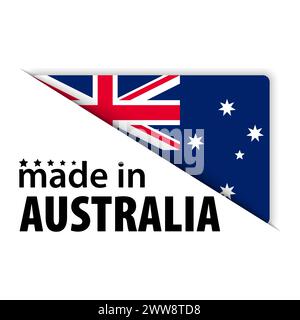 Made in Australia grafica ed etichetta. Elemento di impatto per l'uso che si desidera fare di esso. Illustrazione Vettoriale