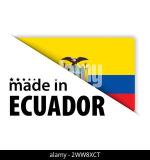 Realizzato in Ecuador grafico ed etichetta. Elemento di impatto per l'uso che si desidera fare di esso. Illustrazione Vettoriale