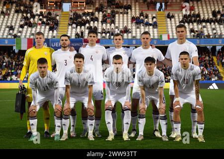 Cesena, Italia. 22 marzo 2024. La squadra lettone durante la partita di qualificazione del Campionato europeo Under 21 2025 tra Italia e Lettonia allo Stadio Dino Manuzzi - Sport, calcio - Cesena, Italia - venerdì 22 marzo 2024 (foto di massimo Paolone/LaPresse) crediti: LaPresse/Alamy Live News Foto Stock