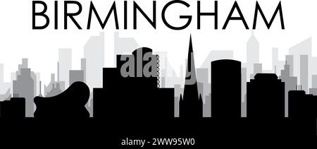 Panorama dello skyline cittadino di BIRMINGHAM, REGNO UNITO Illustrazione Vettoriale