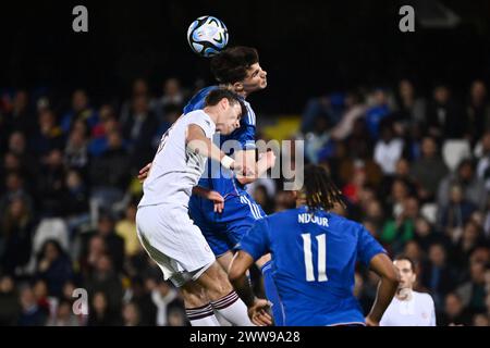 Cesena, Italia. 22 marzo 2024. L'italiano Cesare Casadei in azione durante la partita di qualificazione del Campionato europeo Under 21 2025 tra Italia e Lettonia allo Stadio Dino Manuzzi - Sport, calcio - Cesena, Italia - venerdì 22 marzo 2024 (foto di massimo Paolone/LaPresse) crediti: LaPresse/Alamy Live News Foto Stock