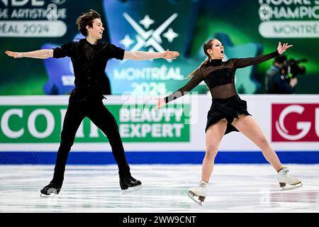 Olivia OLIVER & Filip BOJANOWSKI (POL), durante Ice Dance Rhythm Dance, ai Campionati mondiali di pattinaggio di figura ISU 2024, al Bell Center, il 22 marzo 2024 a Montreal, Canada. Crediti: Raniero Corbelletti/AFLO/Alamy Live News Foto Stock