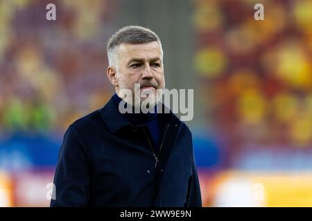 Eduard Iordanescu, allenatore della Romania, durante la partita amichevole internazionale di calcio tra Romania e Irlanda del Nord del 22 marzo 2024 all'Arena Nationala di Bucarest, Romania Foto Stock