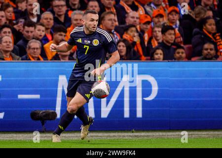 Amsterdam, Paesi Bassi. 22 marzo 2024. AMSTERDAM, PAESI BASSI - 22 MARZO: La Scozia John McGinn corre con la palla durante l'amichevole internazionale tra Paesi Bassi e Scozia alla Johan Cruijff Arena il 22 marzo 2024 ad Amsterdam, Paesi Bassi. (Foto di Broer van den Boom/Orange Pictures) credito: Orange Pics BV/Alamy Live News Foto Stock