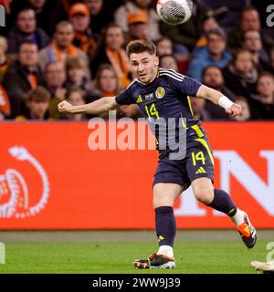 Amsterdam, Paesi Bassi. 22 marzo 2024. AMSTERDAM, PAESI BASSI - 22 MARZO: Billy Gilmour di Scozia corre con la palla durante l'amichevole internazionale tra Paesi Bassi e Scozia alla Johan Cruijff Arena il 22 marzo 2024 ad Amsterdam, Paesi Bassi. (Foto di Broer van den Boom/Orange Pictures) credito: Orange Pics BV/Alamy Live News Foto Stock