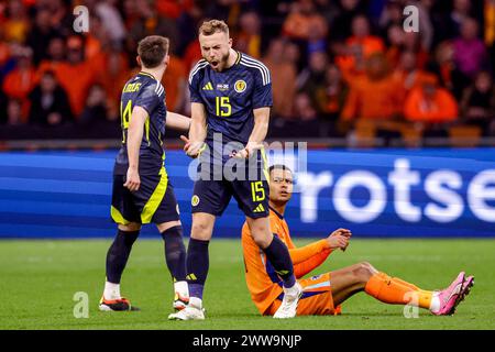 Amsterdam, Paesi Bassi. 22 marzo 2024. AMSTERDAM, PAESI BASSI - 22 MARZO: Ryan Porteous della Scozia sembra arrabbiato durante l'amichevole internazionale tra Paesi Bassi e Scozia alla Johan Cruijff Arena il 22 marzo 2024 ad Amsterdam, Paesi Bassi. (Foto di Broer van den Boom/Orange Pictures) credito: Orange Pics BV/Alamy Live News Foto Stock