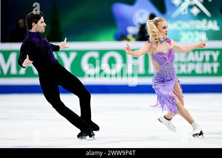 Phebe BEKKER & James HERNANDEZ (GBR), durante Ice Dance Rhythm Dance, ai Campionati mondiali di pattinaggio di figura dell'ISU 2024, al Bell Center, il 22 marzo 2024 a Montreal, Canada. Crediti: Raniero Corbelletti/AFLO/Alamy Live News Foto Stock