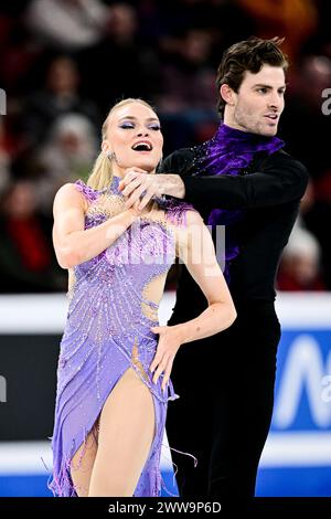 Phebe BEKKER & James HERNANDEZ (GBR), durante Ice Dance Rhythm Dance, ai Campionati mondiali di pattinaggio di figura dell'ISU 2024, al Bell Center, il 22 marzo 2024 a Montreal, Canada. Crediti: Raniero Corbelletti/AFLO/Alamy Live News Foto Stock