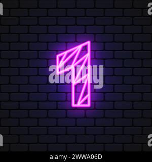Carattere realistico con un numero al neon blu su sfondo chiaro per il design della decorazione. Illustrazione vettoriale Illustrazione Vettoriale