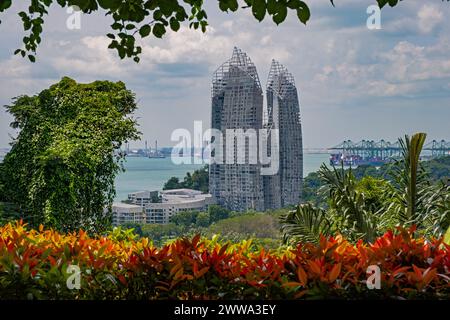 Riflessioni a Keppel Bay, Singapore Foto Stock