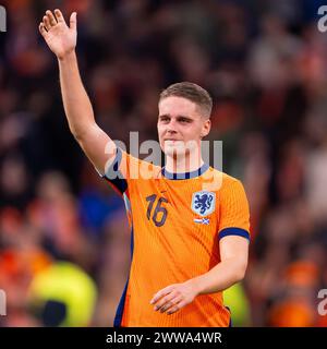 Amsterdam, Paesi Bassi. 22 marzo 2024. AMSTERDAM, PAESI BASSI - 22 MARZO: Joey Veerman dei Paesi Bassi reagisce durante l'amichevole internazionale tra Paesi Bassi e Scozia alla Johan Cruijff Arena il 22 marzo 2024 ad Amsterdam, Paesi Bassi. (Foto di Joris Verwijst/Agenzia BSR) credito: Agenzia BSR/Alamy Live News Foto Stock