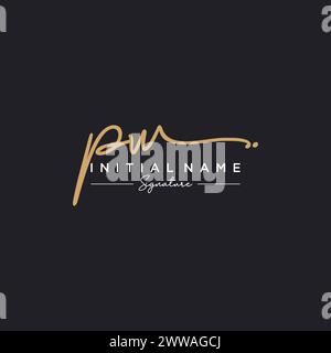 Vettore modello logo firma PW Illustrazione Vettoriale