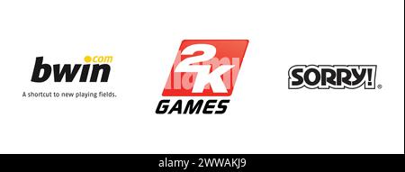 Scusa, 2K Games, Bwin.com. Collezione di logo vettoriali editoriali. Illustrazione Vettoriale