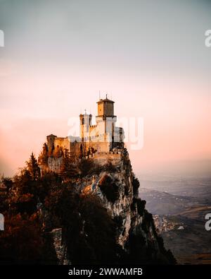 Prima Torre Guaita, prima torre, Monte Titano, nella Repubblica di San Marino Foto Stock