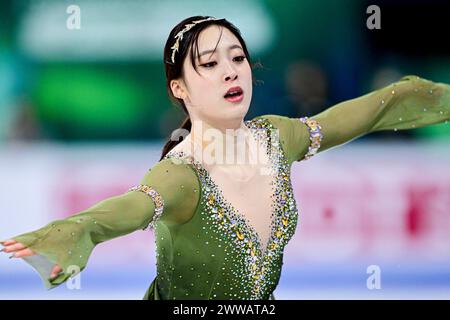 Young YOU (KOR), durante il Women Free Skating, ai Campionati mondiali di pattinaggio di figura ISU 2024, al Centre Bell, il 22 marzo 2024 a Montreal, Canada. Crediti: Raniero Corbelletti/AFLO/Alamy Live News Foto Stock