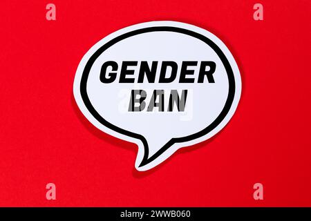 Divieto di genere contro il linguaggio appropriato per il genere nel concetto di comunicazione bolla di discorso rosso Foto Stock