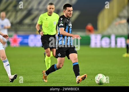Brugge, Belgio. 14 marzo 2024. Hugo Vetlesen (10) del Club Brugge nella foto durante il turno della UEFA Conference League del 16 - partita di andata nella stagione 2023-2024 tra il Club Brugge KV e il Molde FK il 14 marzo 2024 a Brugge, Belgio. (Foto di David Catry/Isosport) credito: Sportpix/Alamy Live News Foto Stock