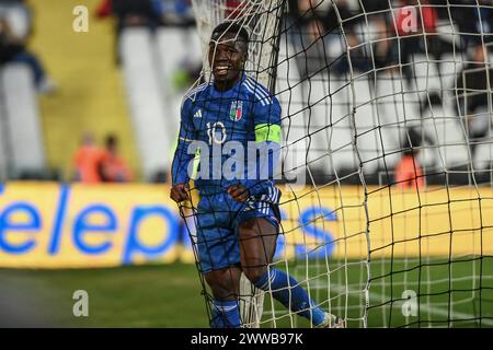 Cesena, Italia. 22 marzo 2024. Wilfried Gnonto (Italia) durante LE QUALIFICAZIONI PER EURO 2025 U21 - Italia contro Lettonia, Campionato europeo di calcio a Cesena, Italia, 22 marzo 2024 credito: Agenzia fotografica indipendente/Alamy Live News Foto Stock